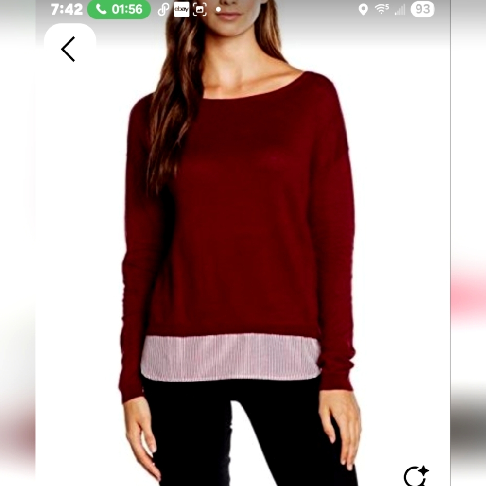 Springfield Womens Red Sweater Striped Bottom